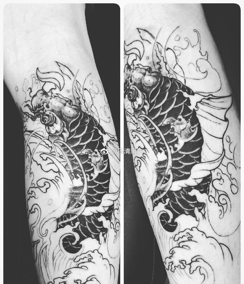 鲤鱼纹身图片_腿部肩部纹身图案