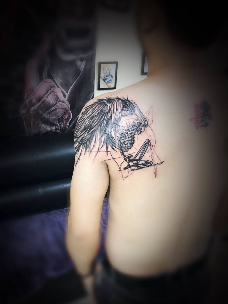 黑暗系纹身纹身图片_背部手臂纹身图案