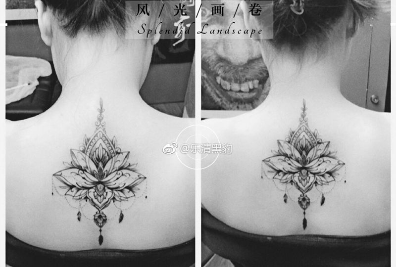 梵花纹身图片_肩部颈部纹身图案