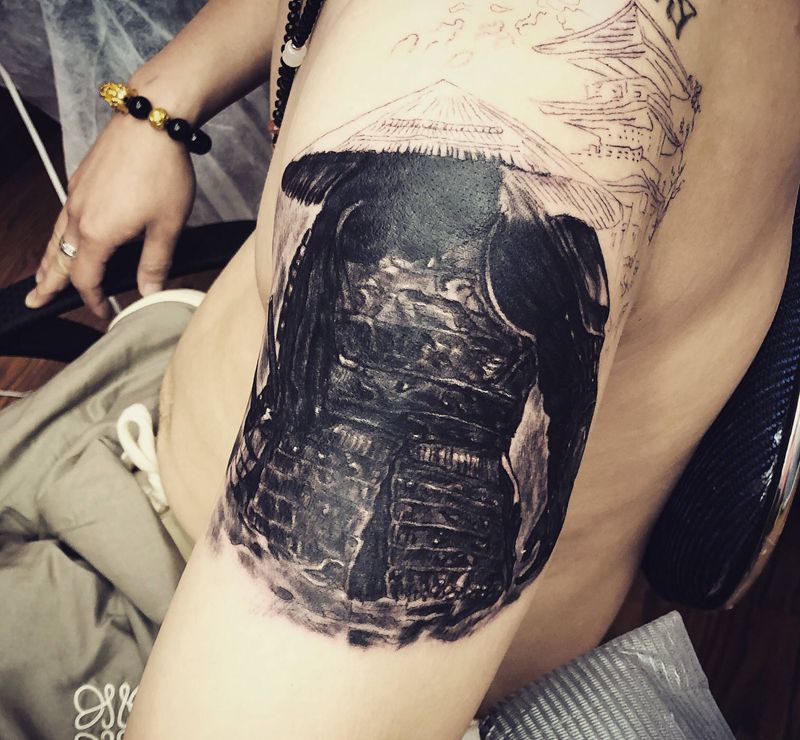 武士纹身图片_肩部纹身图案