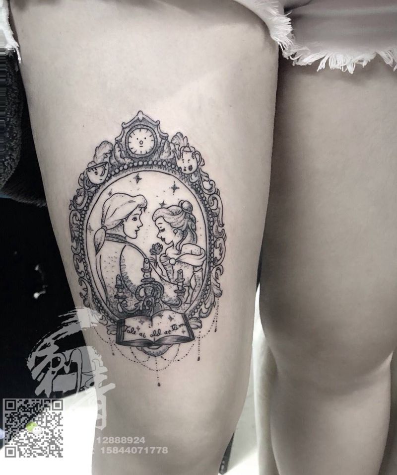 客人自带图案纹身图片_腿部点刺纹身图案