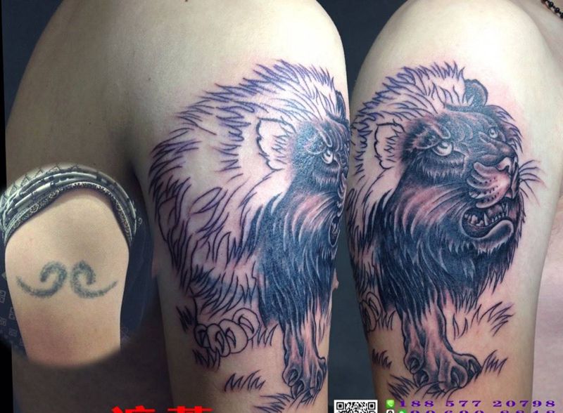 盖纹身图片_手臂传统动物纹身图案