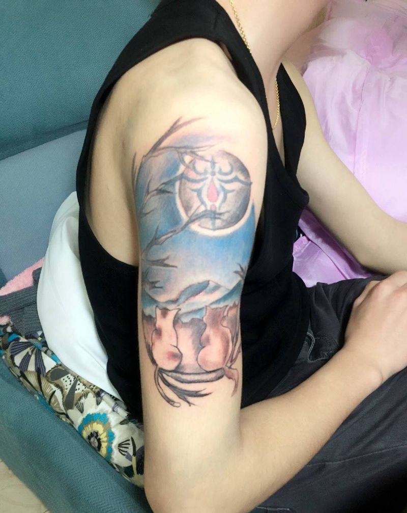 恋爱的猫纹身图片