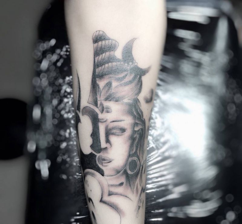 ......纹身图片_手臂成品习俗传统人物鬼神纹身图案