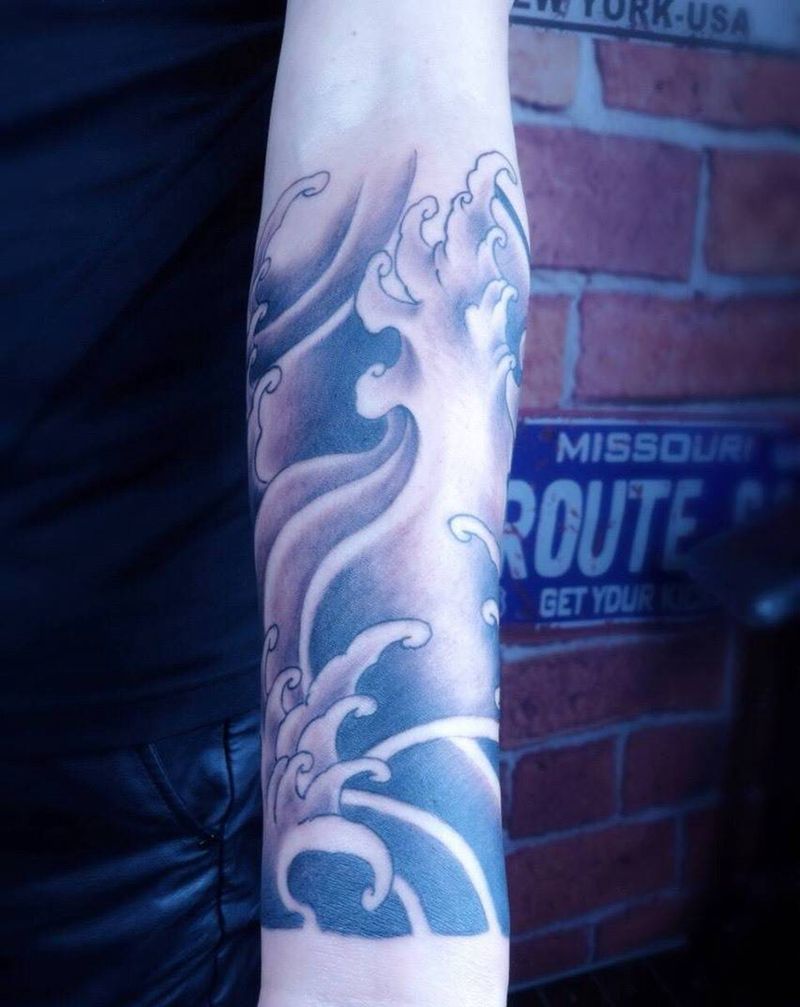 浪花包小臂纹身图片