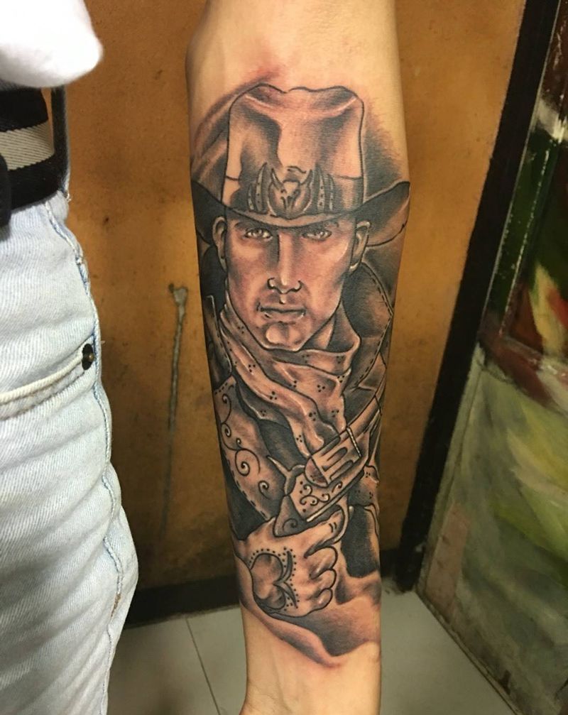 西部牛仔纹身图片