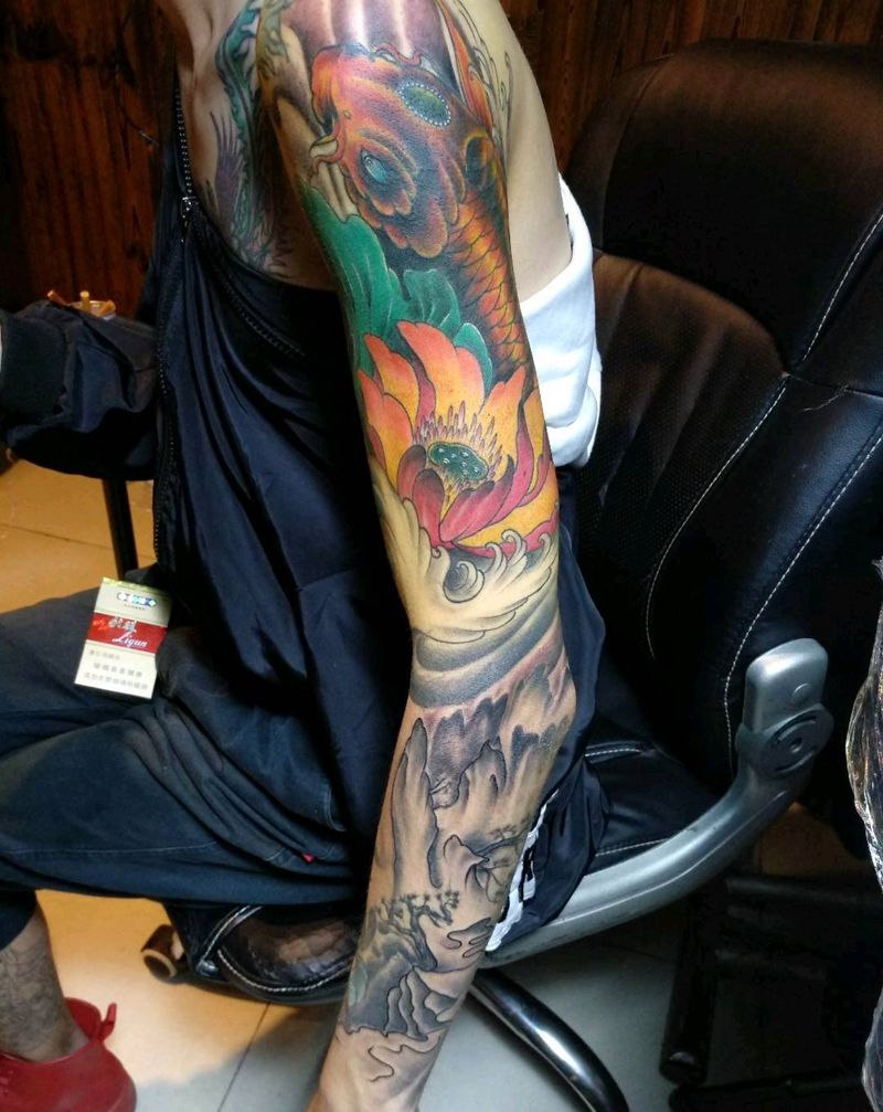 花臂遮盖修改纹身图片