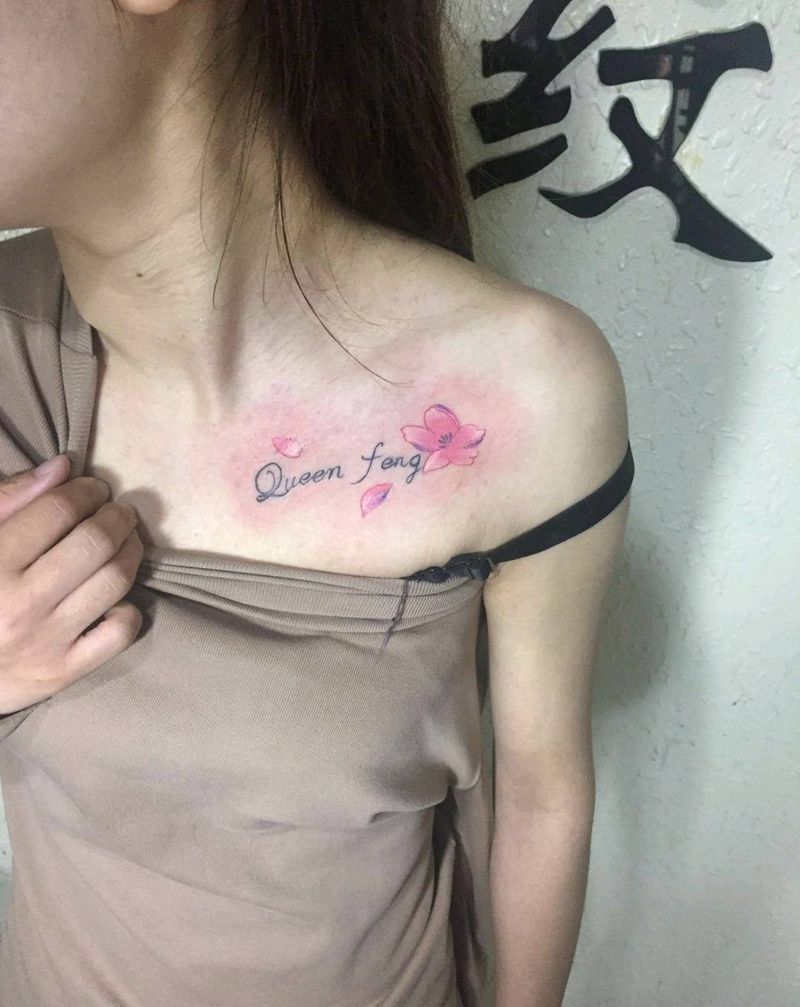 锁骨樱花纹身图片