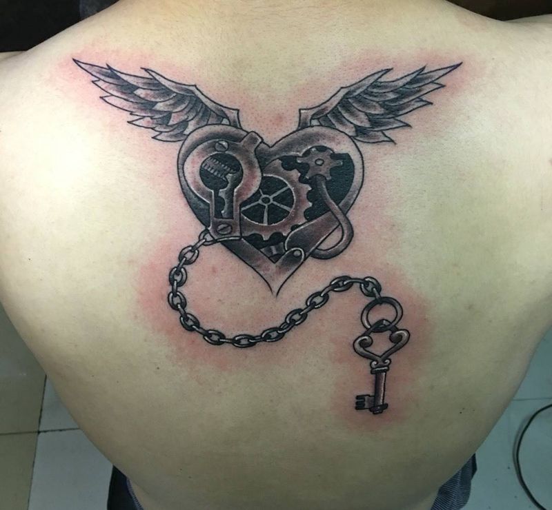 机械❤️锁纹身纹身图片