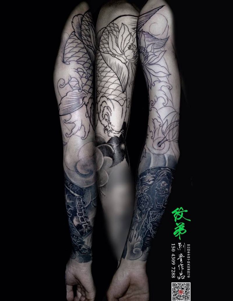 接花臂纹身图片