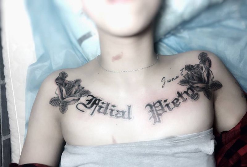 花胸纹身图片_成品欧美纹身图案