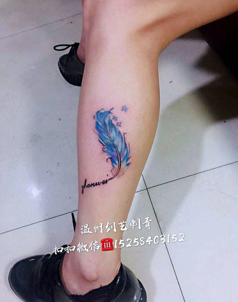 羽毛（遮盖小疤痕）纹身图片