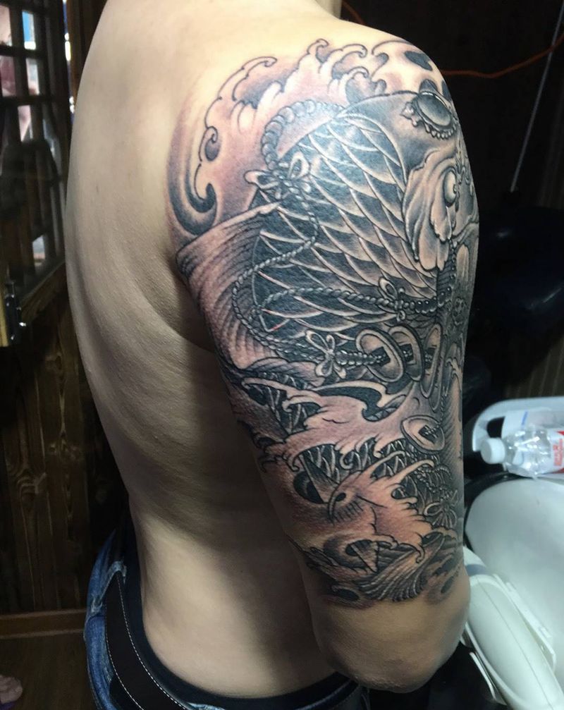 招财鲤鱼纹身图片