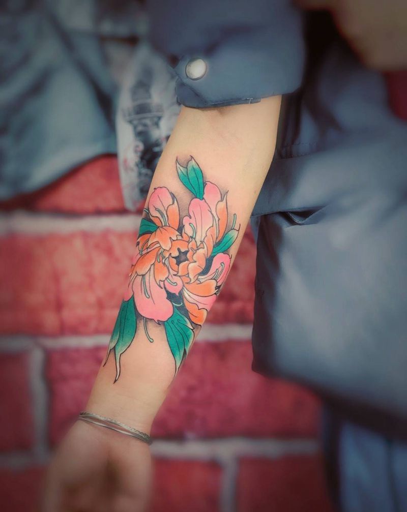 小臂上的花纹身图片