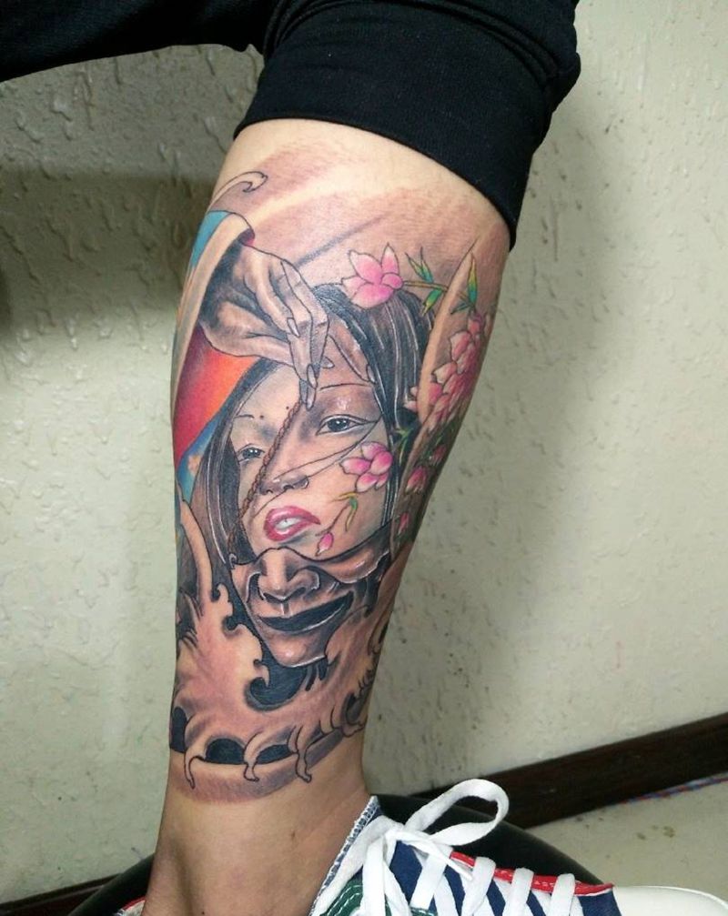 般若艺妓纹身图片