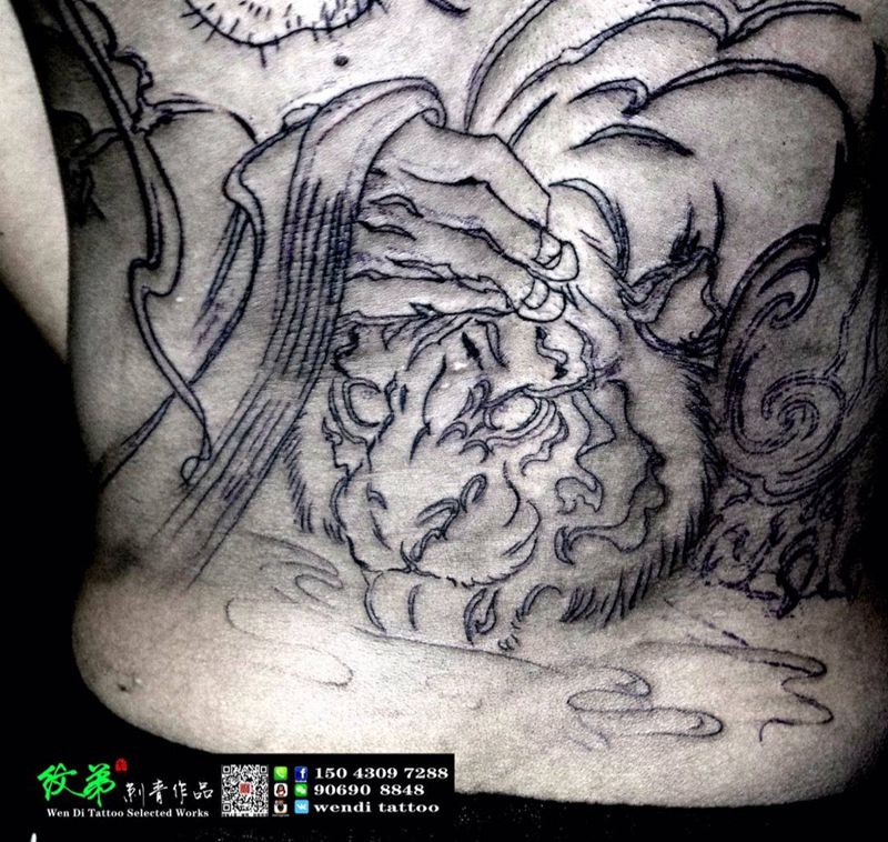 禅～界……未完成！纹身图片_背部传统人物鬼神动物字符宗教纹身图案