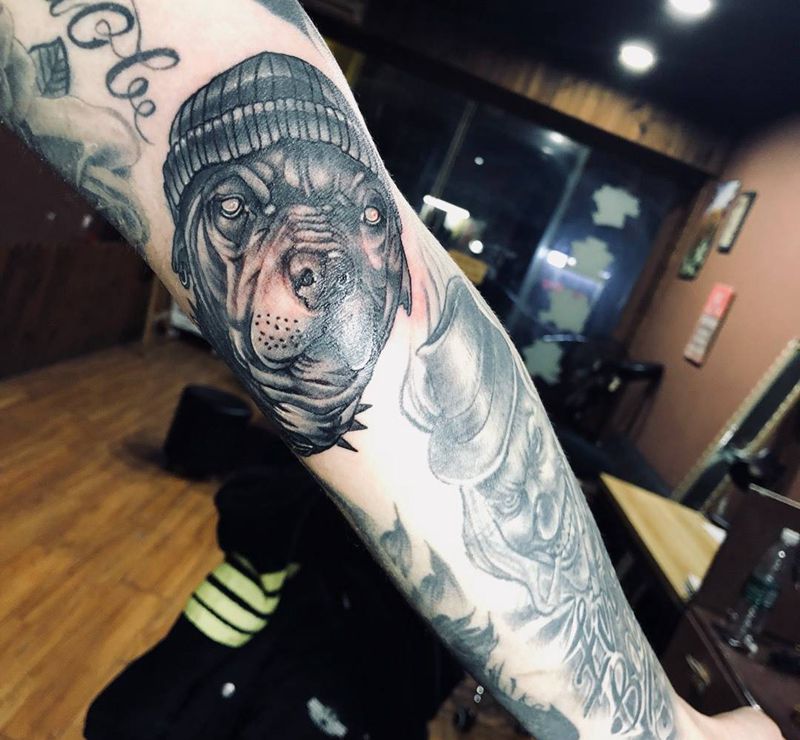 狗头纹身图片