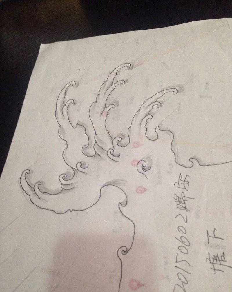 水浪纹身图片_手稿传统原创纹身图案