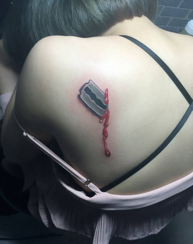 刀片3D纹身图片