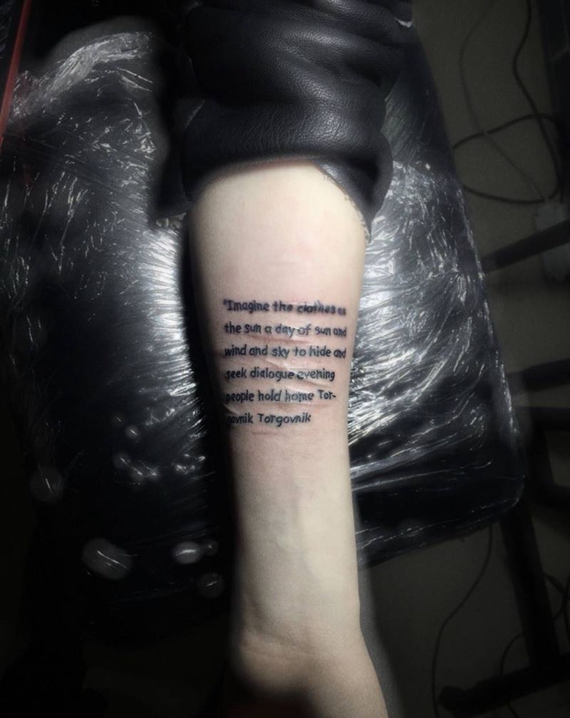 英文纹身图片_成品手臂欧美清新字符遮盖纹身图案