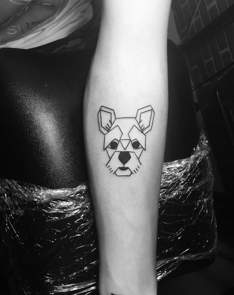 雪纳瑞纹身图片_成品手臂动物纹身图案