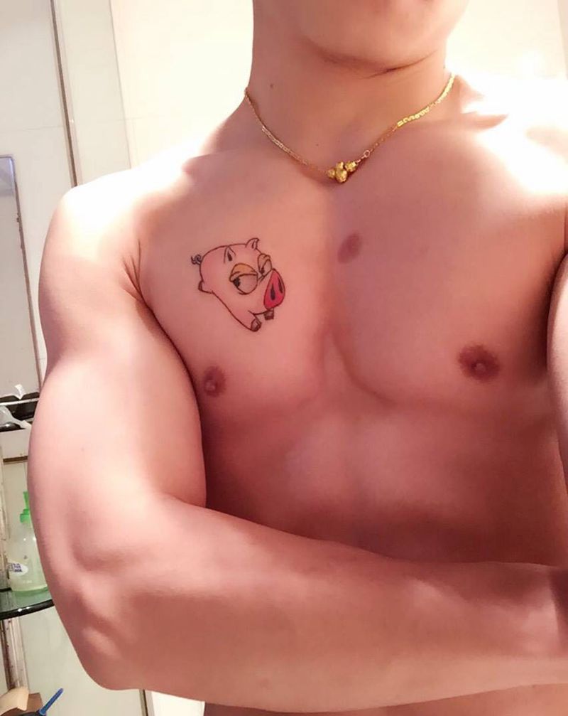 买家秀纹身图片_成品胸部清新动物纹身图案