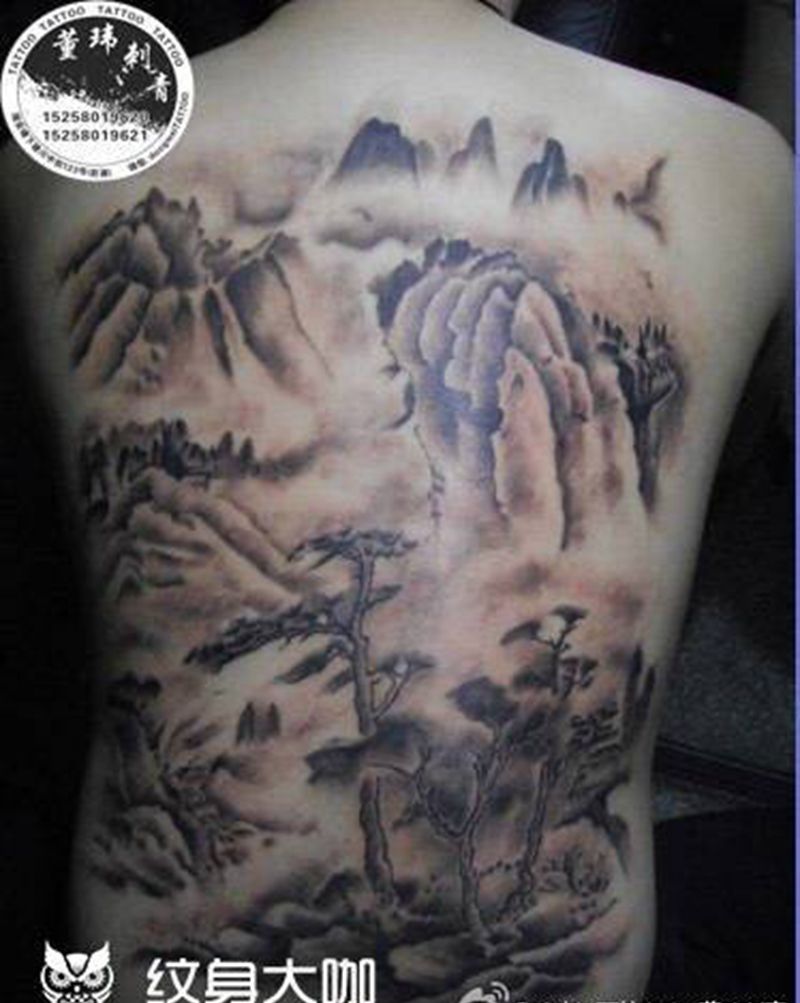 山水画纹身图片