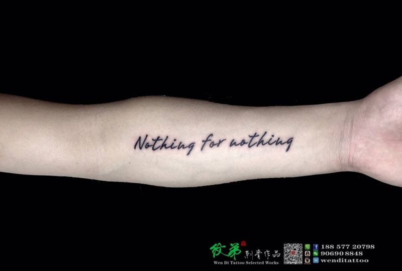 又见英文纹身图片_成品手臂清新字符书法纹身图案