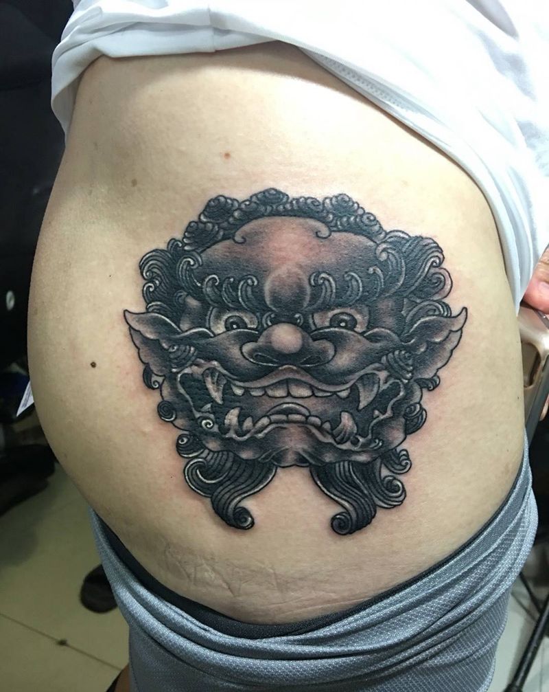 唐狮守护纹身图片