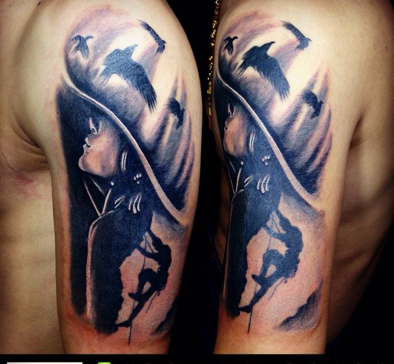 美女如山！纹身图片_成品手臂欧美肖像写实人物纹身图案