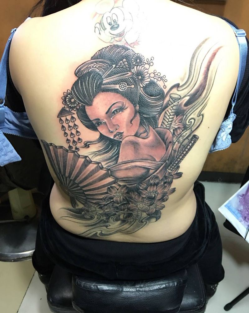 艺妓还是挺漂亮的纹身图片