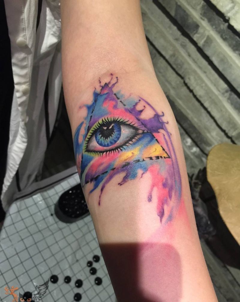 上帝之眼-水彩纹身图片