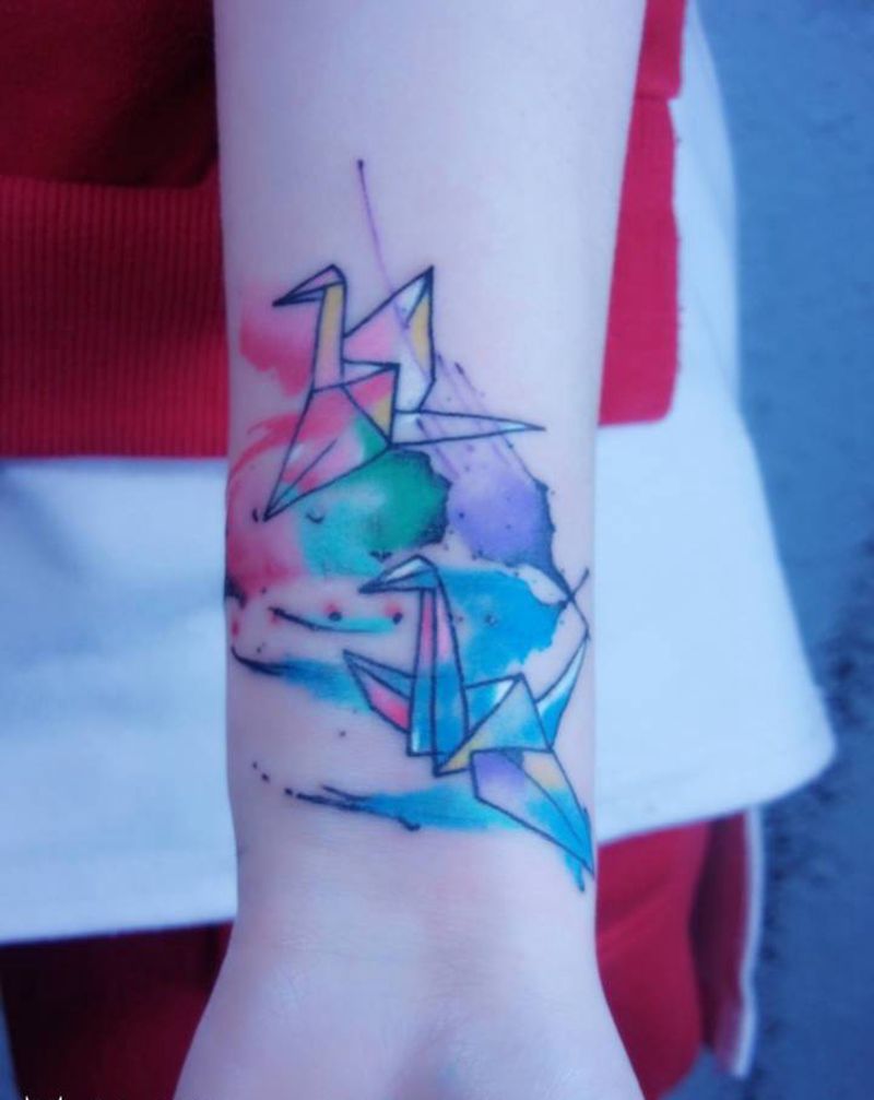 遮盖千纸鹤纹身图片