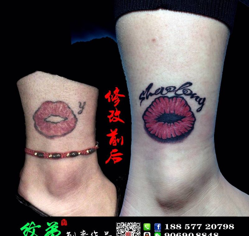 修改纹身图片_腿部脚部修改遮盖纹身图案