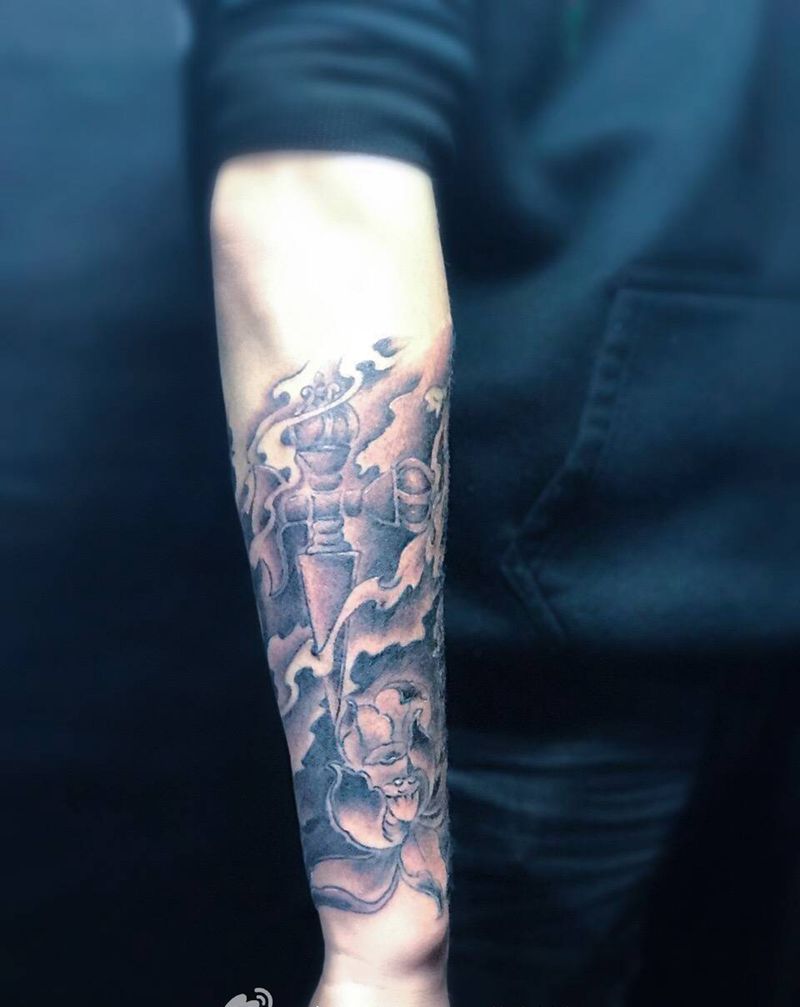 包小臂.大黑天纹身图片