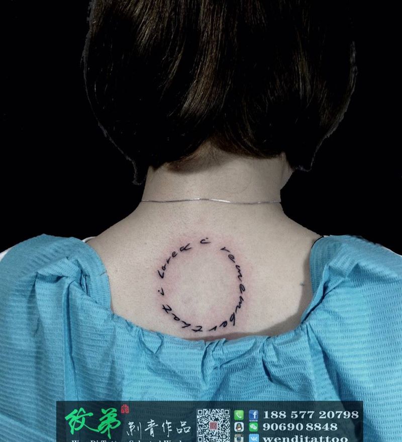 英文设计纹身图片_成品颈部清新字符原创纹身图案