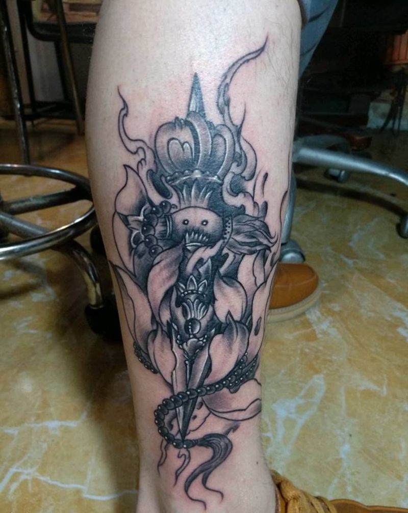 小腿 金刚杵纹身图片