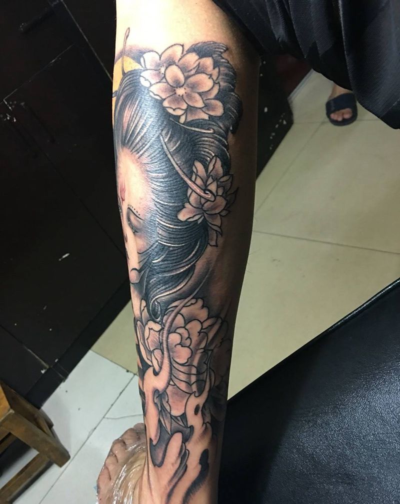 艺妓小腿,纹身图片