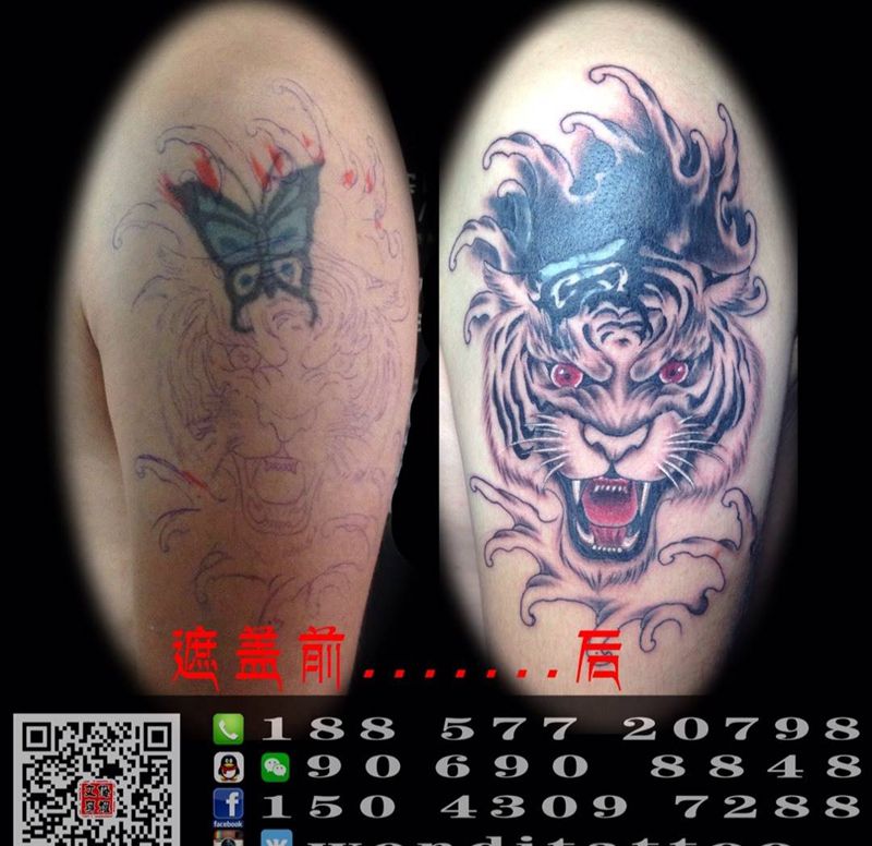 遮盖！纹身图片_成品手臂传统动物原创纹身图案