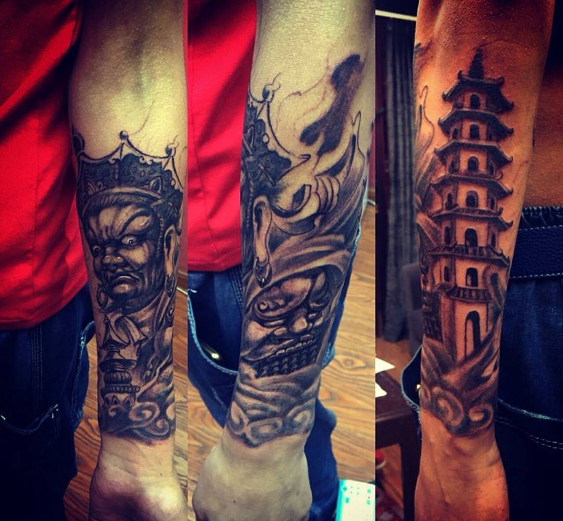 托塔天王半成品纹身图片