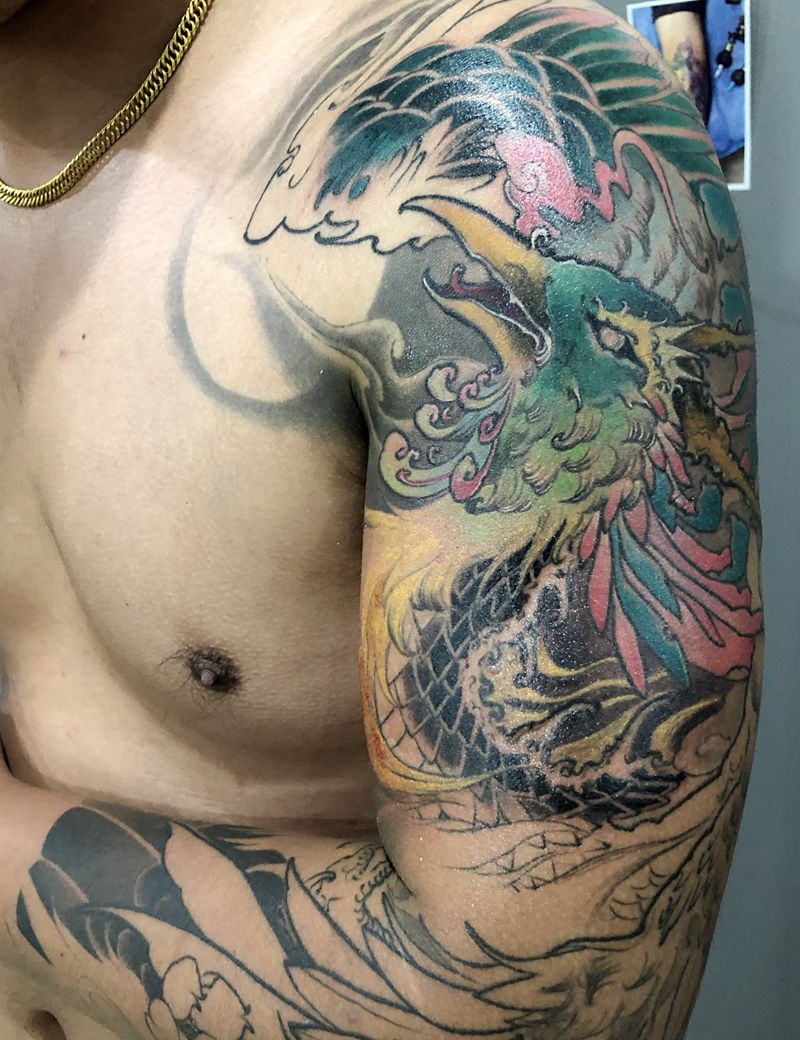 凤凰花臂纹身图片_手臂纹身图案