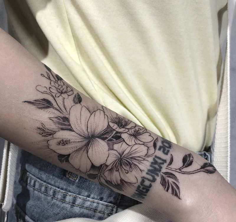 素花纹身图片_素花纹身图案