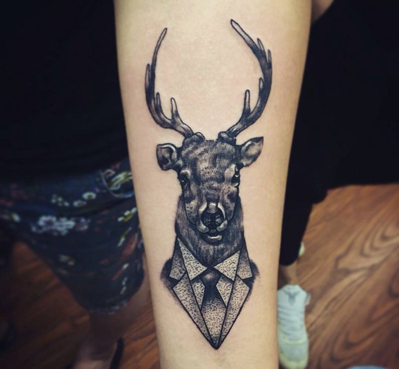 鹿头纹身图片