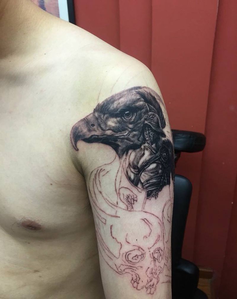 花臂半成品纹身图片