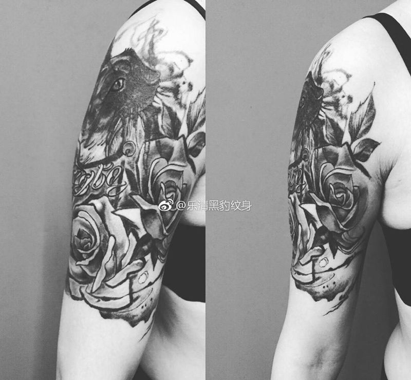 水墨风遮盖纹身图片