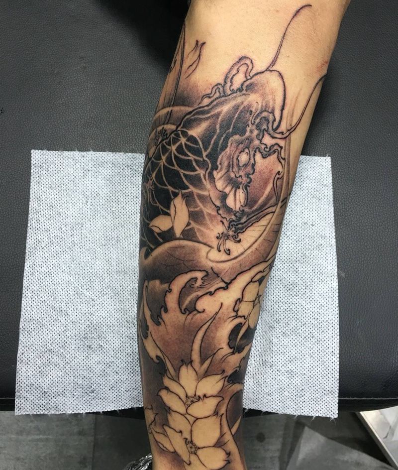 新传统纹身图片_成品脚部腿部传统动物静物字符植物原创纹身图案