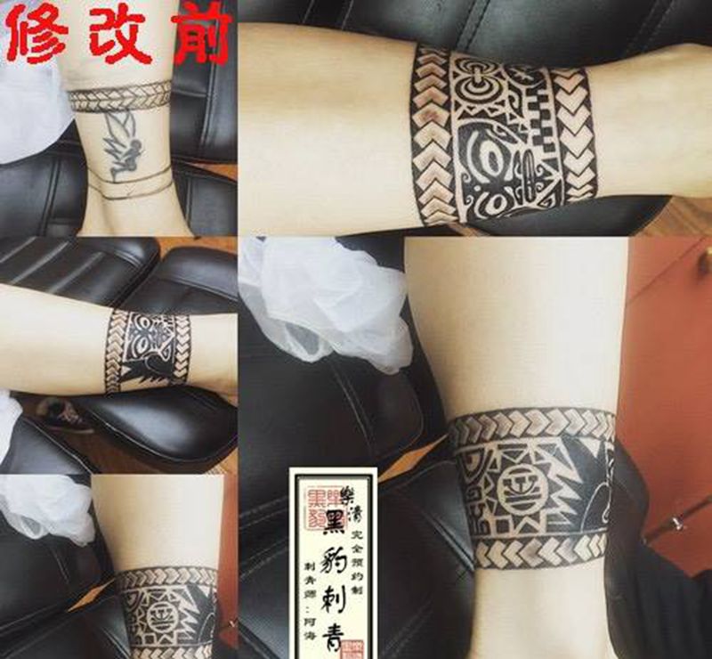覆盖设计玛雅图腾纹身图片_成品欧美腿部图腾纹身图案