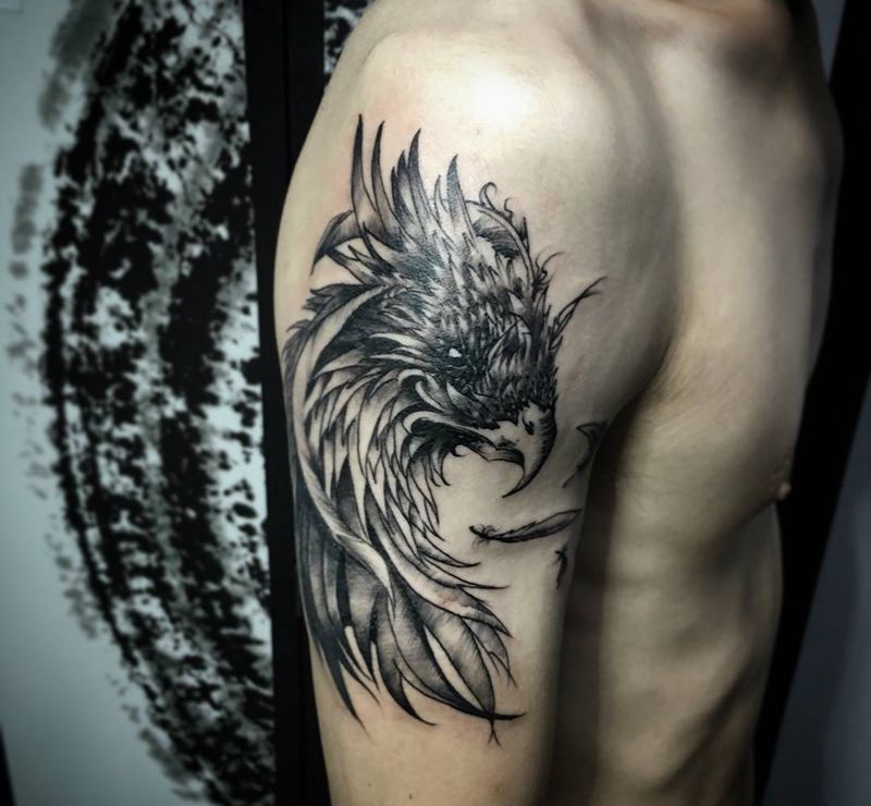 鹦鹉纹身图片_成品手臂欧美动物纹身图案