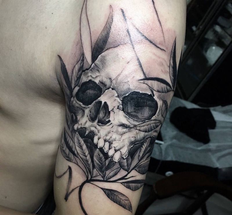 骷髅，私人更新，上身纹身图片_成品鬼神欧美手部腿部腰部肩部手臂胸部腹部纹身图案