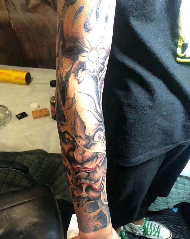 花臂纹身图片_手臂新传统纹身图案